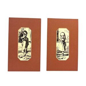 Hand-Printed Black & White Illustrations On Hand-Cut Matted Paper By J.W. Stixru